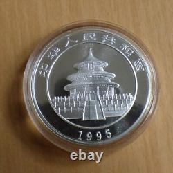 10 Yuan China Panda 1995 1 oz silver 99.9% silver coin in a capsule