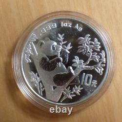 10 Yuan China Panda 1995 1 oz silver 99.9% silver coin in a capsule