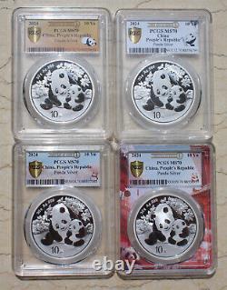 12 Pcs PCGS MS70 China 2024 30g (30 grams) Silver Panda Coins