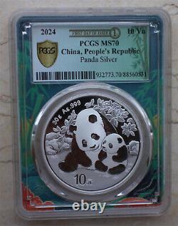 12 Pcs PCGS MS70 China 2024 30g (30 grams) Silver Panda Coins