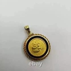 14K Yellow Gold Plated 925 Silver Beautiful Coin Pendant China Panda Yuan
