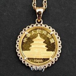 1986 China 1/20 Oz. 9999 Panda BU Unc Coin 14K Yellow Gold Plated 925 Silver