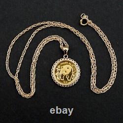 1986 China 1/20 Oz. 9999 Panda BU Unc Coin 14K Yellow Gold Plated Necklace