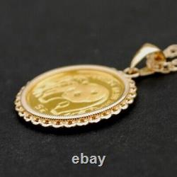 1986 China 1/20 Oz. 9999 Panda BU Unc Coin 14K Yellow Gold Plated Necklace