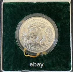1986 China Giant Panda 5 Yuan Uncirculated Silver Coin with Box, Case & COA