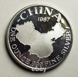 1987 China Panda 1 Troy oz. 999 Fine Silver AMC American Medals Corp PL Surfaces