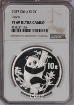 1987 Silver Panda 1 oz. 10 Yuan NGC PF69 Ultra Cameo. Free shipping