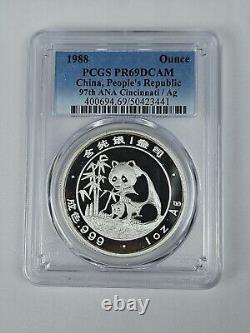 1988 China Silver Panda Cincinnati Ana Convention PCGS PR69DCAM