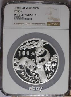 1988 Silver Panda 12 oz. 100 Yuan NGC PF68 Ultra Cameo