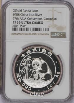 1988 Silver Panda 1 oz. 97th ANA Convention Cincinnati NGC PF69 UC. Free ship