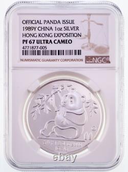 1989Y China 1 Oz. Silver Panda for Hong Kong Exposition NGC PF 67 Ultra Cameo