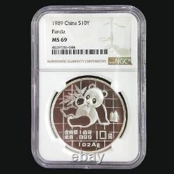 1989 China panda 1oz silver coin S10Y NGC MS69