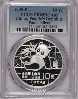 1989-P Silver Panda 1 oz. 10 Yuan PCGS PR69 Deep Cameo. Free shipping
