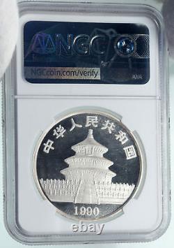 1990 CHINA PANDA Bamboo TEMPLE of HEAVEN Silver 10 Yuan Chinese Coin NGC i87367