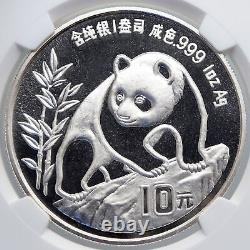 1990 CHINA PANDA Bamboo TEMPLE of HEAVEN Silver 10 Yuan Chinese Coin NGC i89267