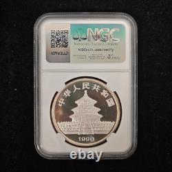 1990 China 10 Yuan 1 oz Panda Silver Coin NGC MS69 Small Date