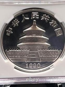 1990 China Panda Silver 1 oz silver 10 Yuan Large Date PCGS Graded MS68