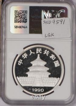 1990 Silver Panda 1 oz. 10 Yuan Small Date NGC MS69 DPL. Free shipping