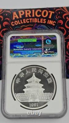 1991 China 10 Yuan 1 oz Ag. 999 Panda Silver Coin NGC MS68 Large Date