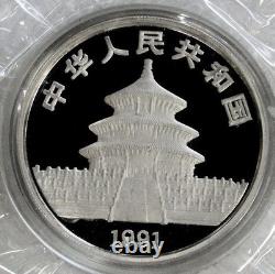 1991 SILVER CHINA PIEFORT 10 YUAN 2oz PANDA DOUBLE SEALED BOX AND COA#750