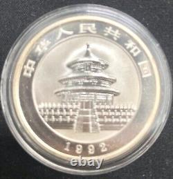 1992 CHINA 10 YUAN PANDA (1) OZ. TROY SILVER IN ITS ORIGINAL CAPSULE Exc