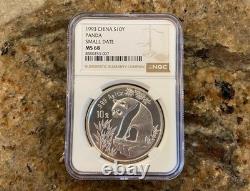 1993 1oz 10 Yuan China Silver Panda Coin (Small Date) MS 68