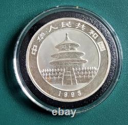 1993 China Coin Panda 1 oz 0.999 Pure Silver in capsule Small Date