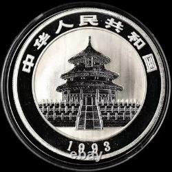 1993 China Panda P-Mark Proof 1oz. 999 Silver 10 Yuan Coin Box COA Chinese Mint