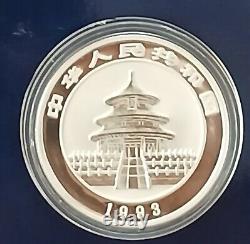 1993 China Panda Proof 1oz. 999 Silver Coin Low Mintage 20,000