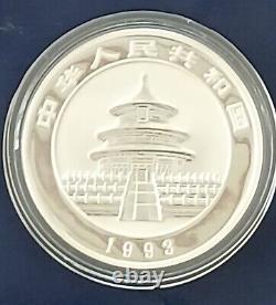 1993 China Panda Proof 1oz. 999 Silver Coin Low Mintage 20,000