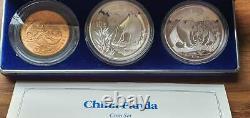 1993 China Panda Proof 3 Silver Coin Set Imaculate Uncirculated Very Rare