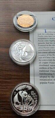 1993 China Panda Proof 3 Silver Coin Set Imaculate Uncirculated Very Rare