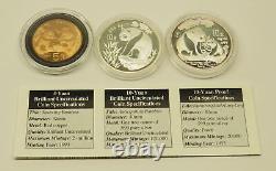 1993 China Proof 3-coin Panda Set Set Mintage Limit 20,000 2 Troy Oz Silver