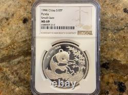 1994 1oz 10 Yuan China Silver Panda Coin (Small Date) BU MS-69