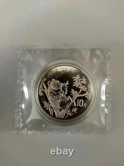 1995 China 1 oz Silver Panda Coin, (Small Twig Small Date, Micro Date)