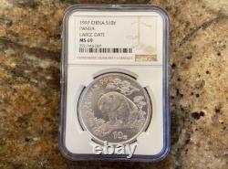 1997 1oz 10 Yuan China Silver Panda Coin (Large Date) MS 69