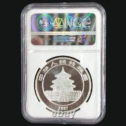 1997 China panda 1oz silver coin S10Y small Date NGC MS69