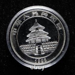 1998 China 10 Yuan 1 oz Ag. 999 Color Panda Silver Coin Coa