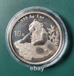 1998 China Coin Panda small date 1 oz 0.999 Silver coin Imperfections
