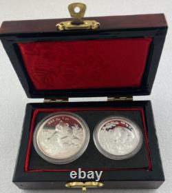 1998 China Panda 10 Yuan & 5 Yuan Presentation Silver 999 Set in Box Amazing