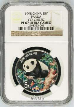 1998 China S5y Panda Colorized PF67 Ultra Cameo NGC Silver proof Coin
