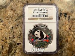 1999 1oz 10 Yuan China Silver Panda Coin Colored PF-66 Ultra Cameo