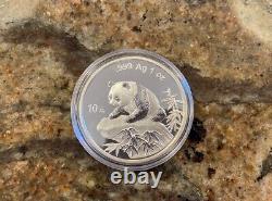 1999 1oz 10 Yuan China Silver Panda Coin (Large Date) BU in Capsule