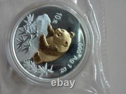 1999 china panda beijing expo gold plated silver coin coa