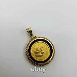 1/10 Ounce 999 Bullion Coin Pendant China Panda Yuan 14k Yellow Gold Plated