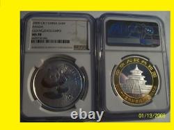 2000 CHINA 10Y 1 OZ 999 SILVER PANDA NGC MS 70 low pop value 1150