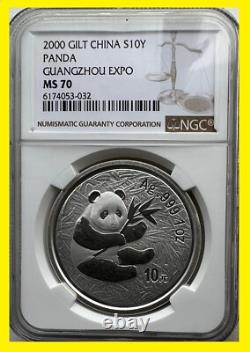 2000 CHINA 10Y 1 OZ 999 SILVER PANDA NGC MS 70 low pop value 1150