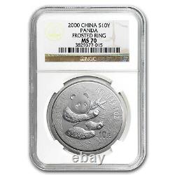 2000 China 1 oz Silver Panda MS-70 NGC (Frosted) SKU#84655