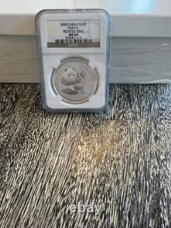 2000 FROSTED RING Panda Silver Coin 1oz 10 Yuan NBC 69 Beautiful Coin