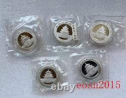 2001-2005 China 1oz 10YUAN Panda Silver Coins 5PCS, Panda coin, no COA